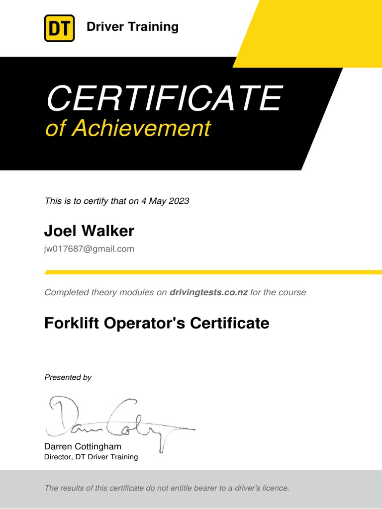 Forklift Operator Certification | PDF | Computers | Technology ...