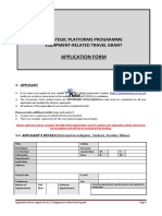 Equipment Related Travel Application Form August 2012