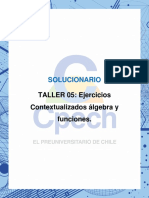 Solucionario: TALLER 05: Ejercicios Contextualizados Álgebra y Funciones