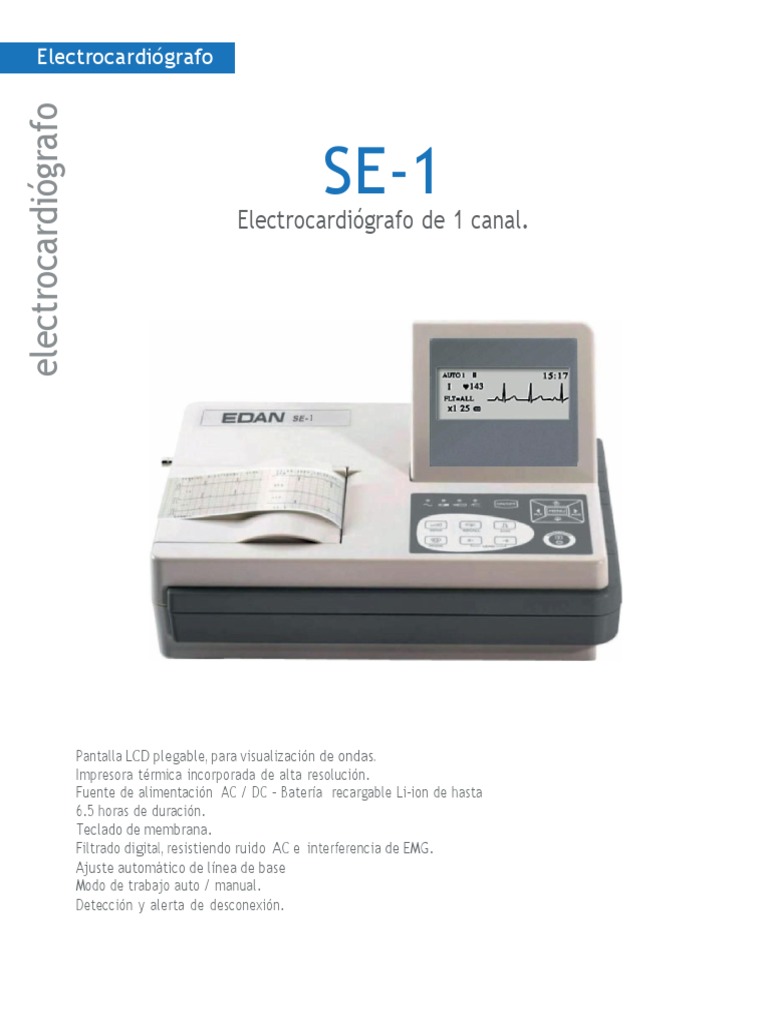 Electrocardiógrafo Edan SE-1 Especificaciones | PDF | Ingenieria ...