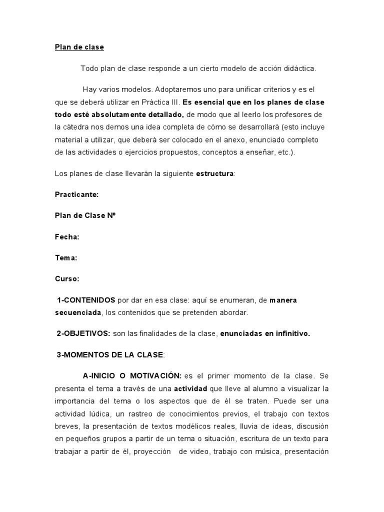 Estructura de un Plan de Clase Efectivo | PDF | Evaluación