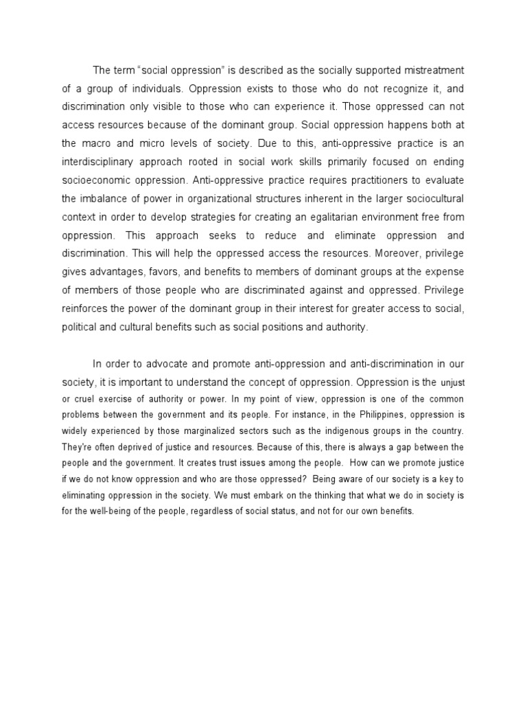 Understanding Social Oppression and Advocacy | PDF