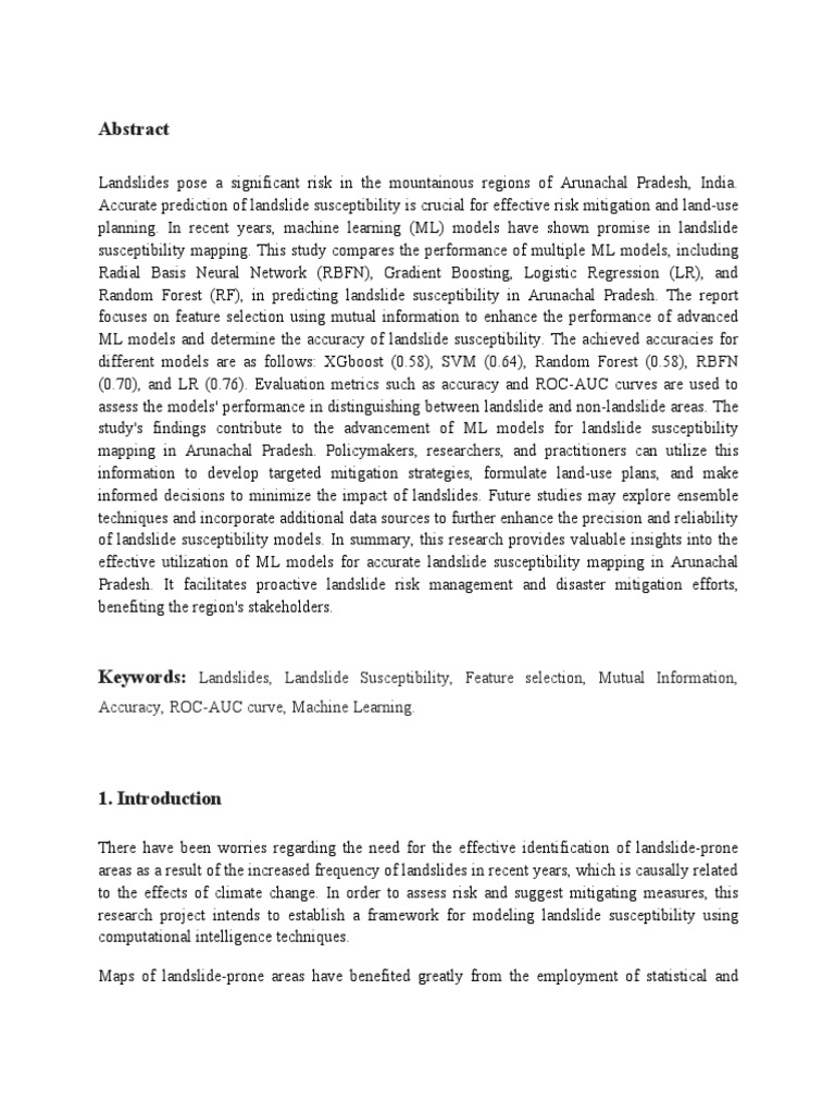 Machine Learning for Landslide Prediction | PDF | Receiver Operating ...