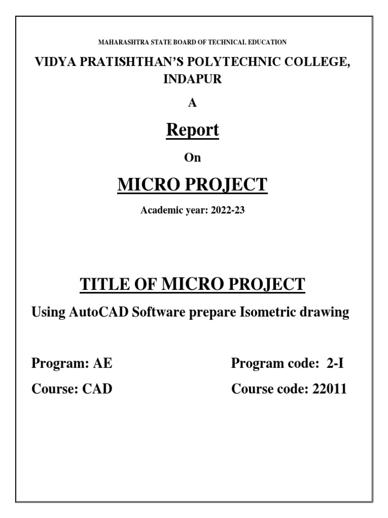 AutoCAD Isometric Drawing Project Report | PDF