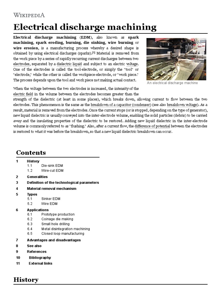 Electrical Discharge Machining Overview | PDF