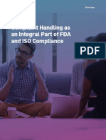 Complaint Handling As An Integral Part of Fda and Iso Compliance