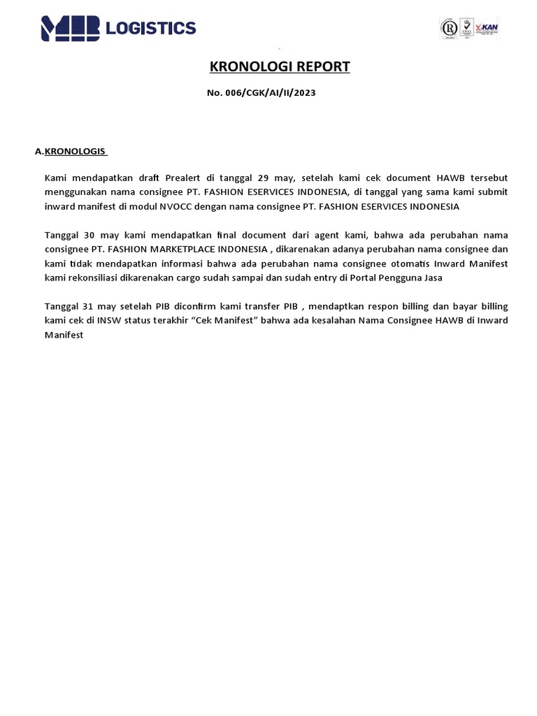 Kronologi Report | PDF