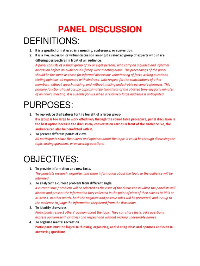 Key Points Panel Discussion PDF Thought Cognition