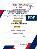 Jacob Sékou Millimouno: Attestation de Formation