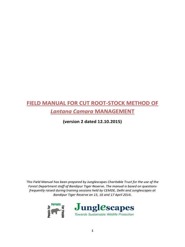 Field Manual For Cut Root-Stock Method Of: Lantana Camara MANAGEMENT | PDF