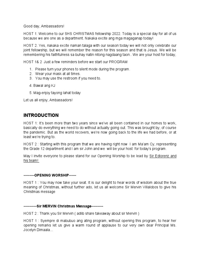 Script Shs Christmas Party | PDF