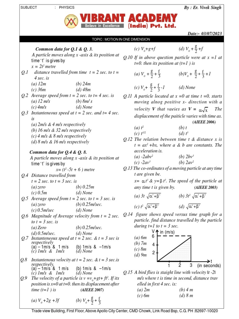 Physics Motion Problems and Solutions | PDF