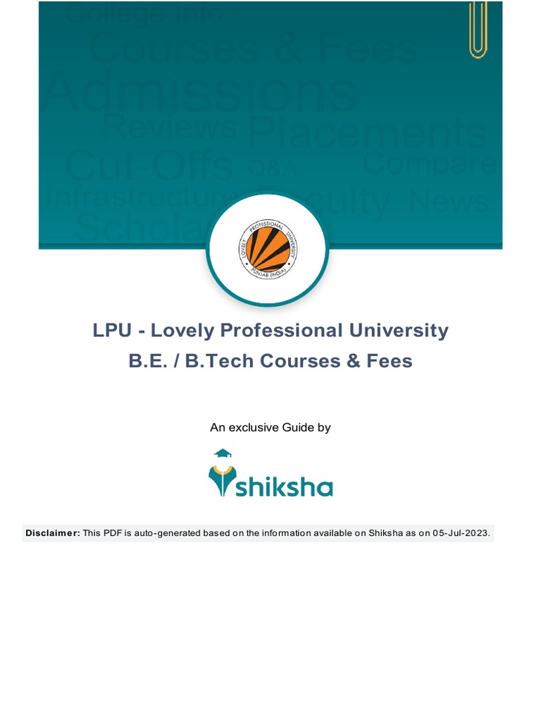 LPU Lovely Professional University | PDF | Engineering | Computing