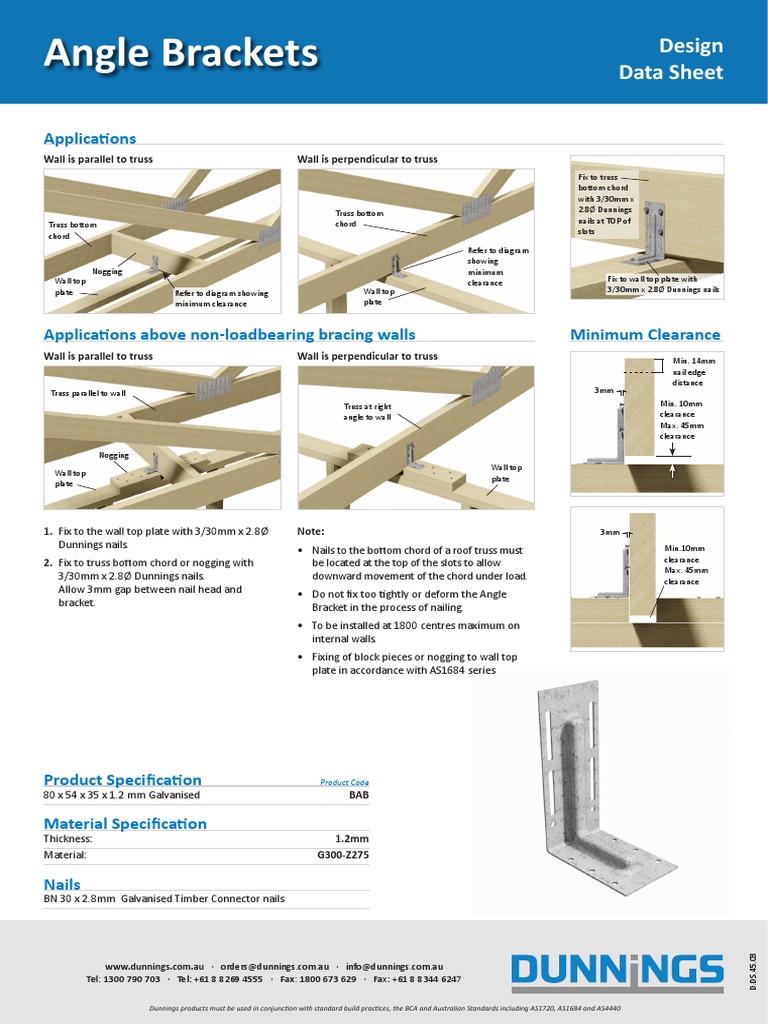 Galvanised Angle Bracket Specifications | PDF
