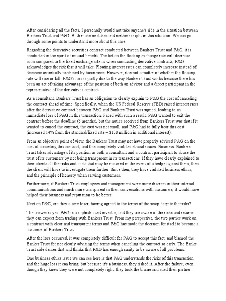 Bankers Trust P&G PDF Banks Derivative (Finance)