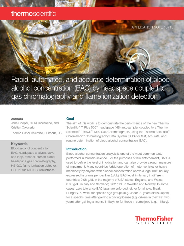 Alcohol Blood Thermo PDF Chromatography Gas Chromatography