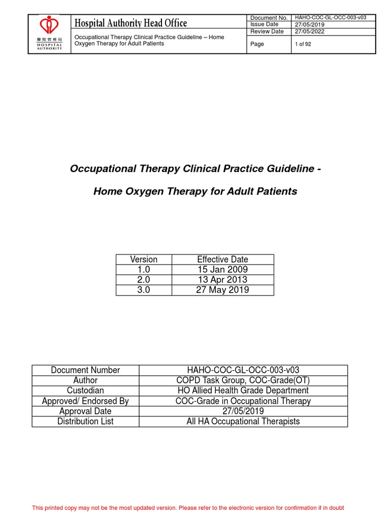 Occupational Therapy Clinical Practice Guideline Home Oxygen Therapy For Adult Patients 3