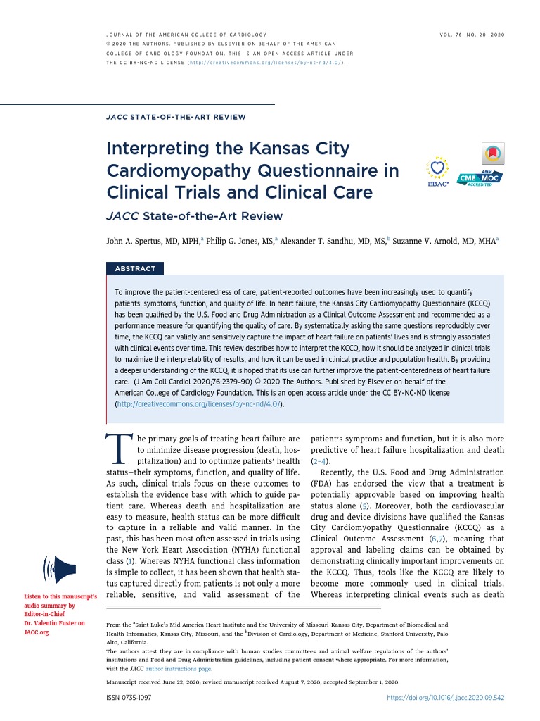 Interpreting the KCCQ in Heart Failure | PDF