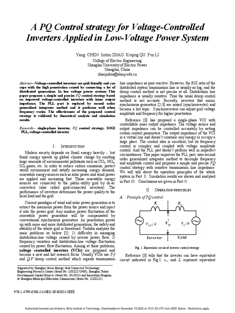 A1 PQ Control Strategy For Voltage-Controlled Inverters Applied in Low ...