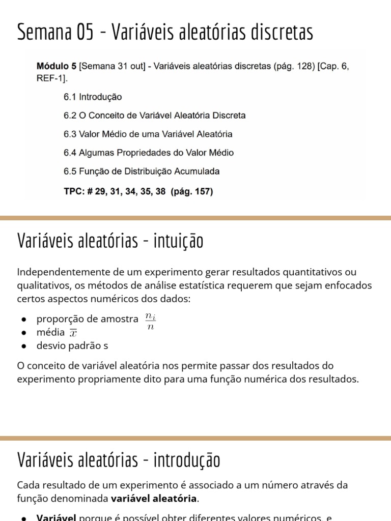 Variáveis Aleatórias Discretas: Conceitos e Exemplos | PDF | Variável ...