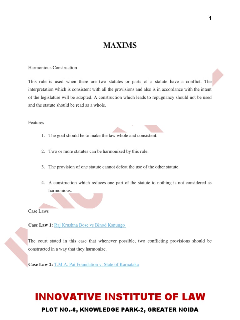 Maxims of IOS | PDF | Statutory Interpretation | Bill (Law)