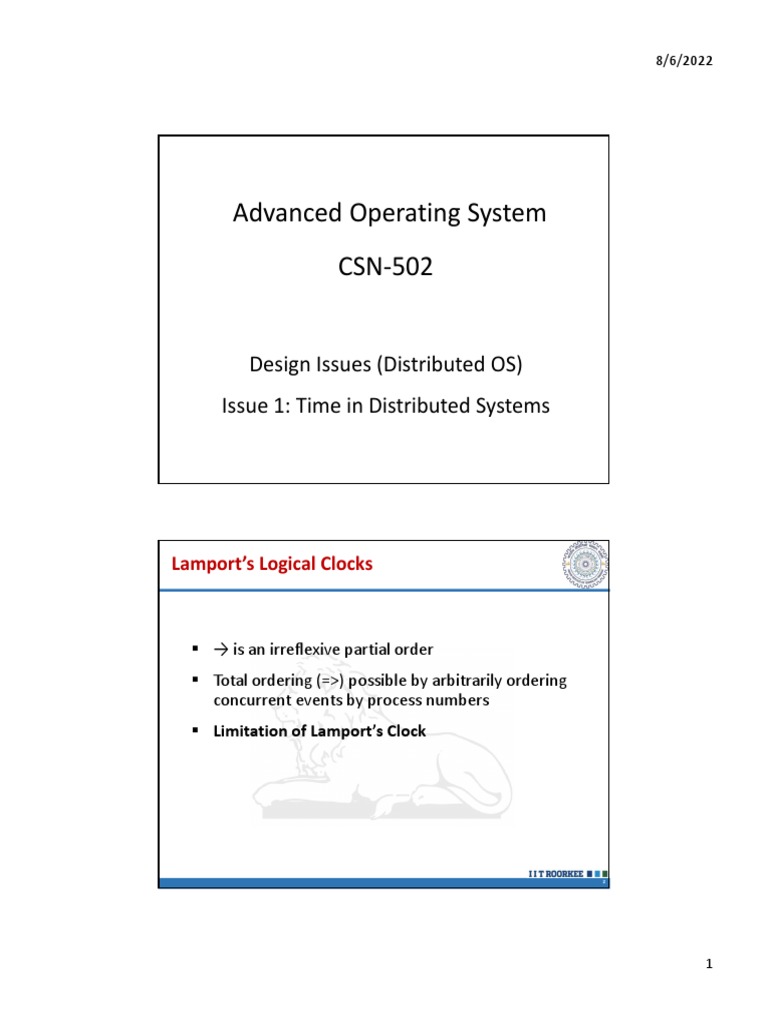 Advanced Operating System CSN-502: Design Issues (Distributed OS) Issue ...