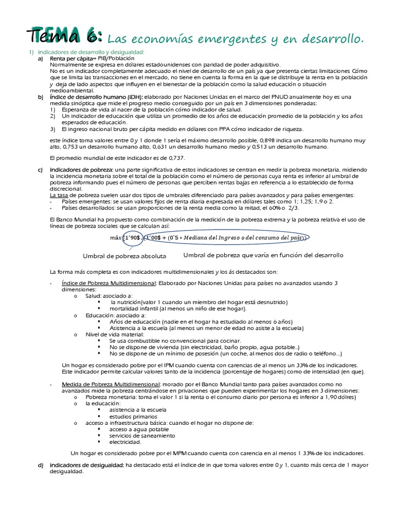 Indicadores de Desarrollo en Economías Emergentes | PDF | Pobreza ...
