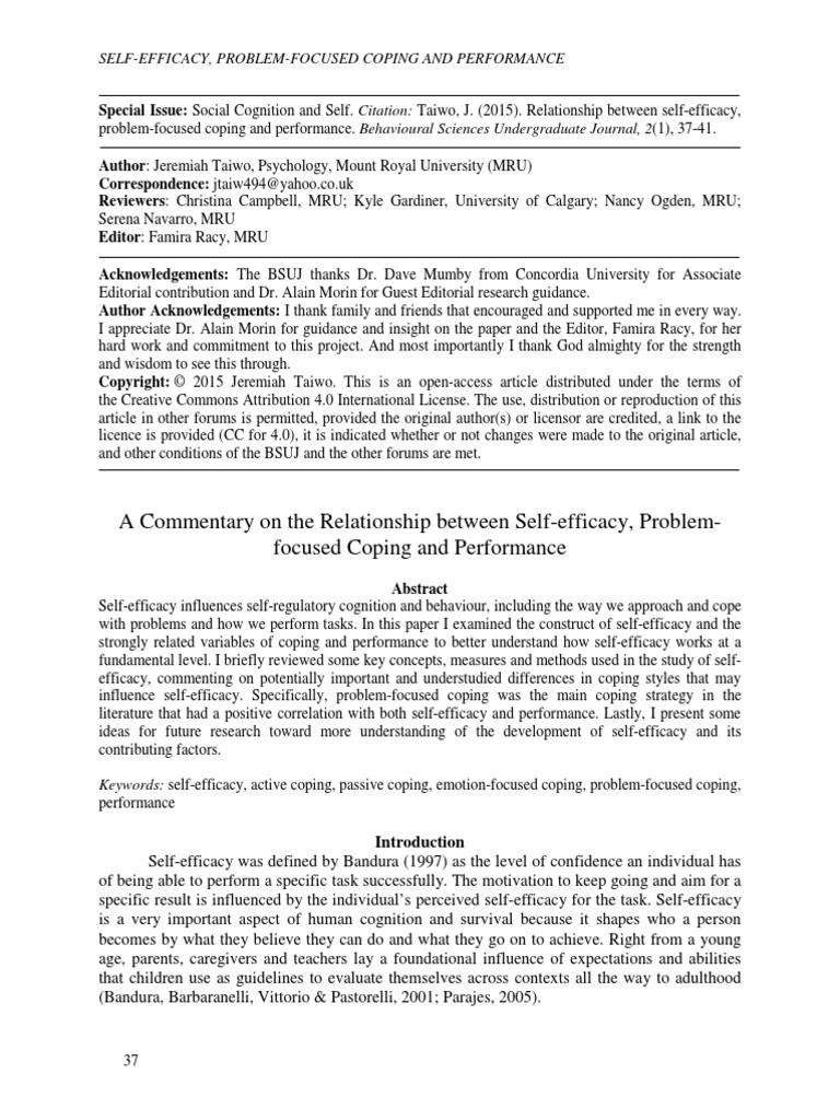 A - Commentary - On - The - Relationship - Between - Self-Effi | PDF ...