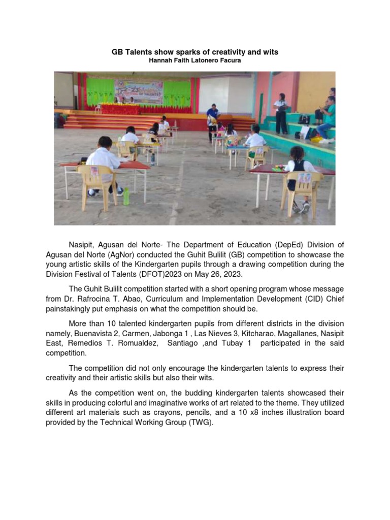 GB Talents Show Sparks of Creativity and Wits | PDF