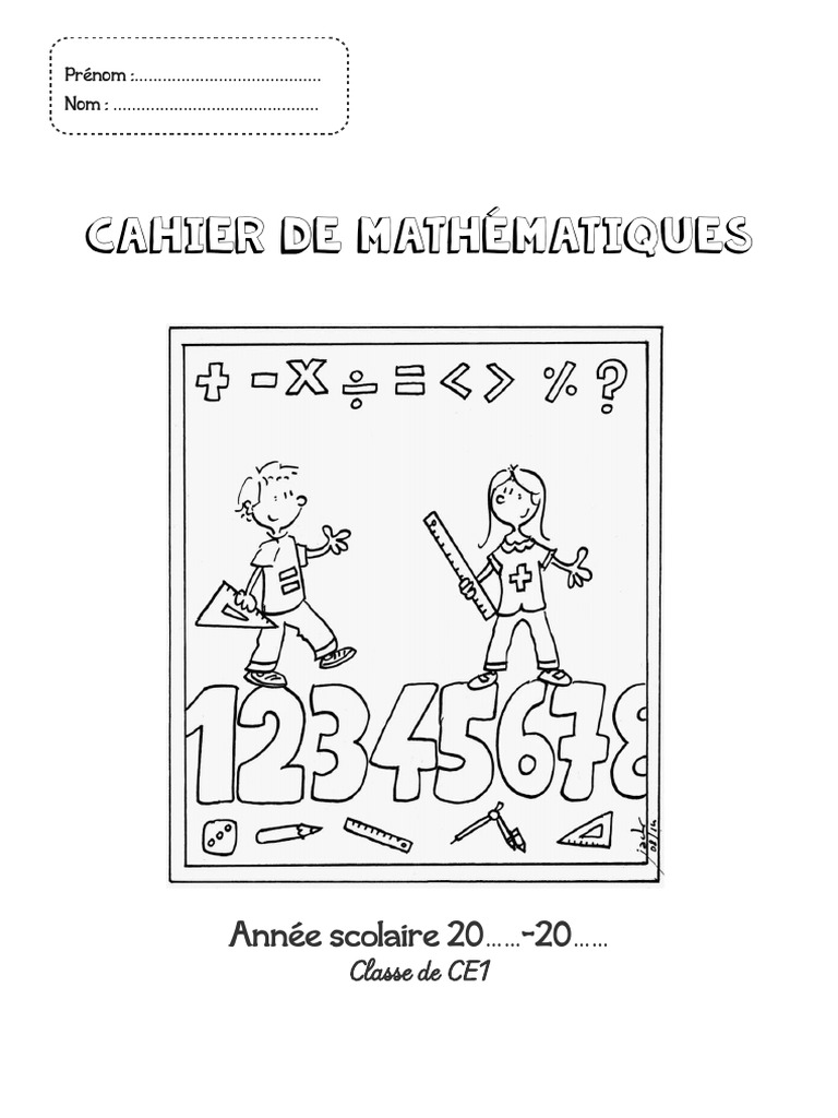 Page De Garde D'un Cahier De Math A4-page-de-garde-cahier-de-maths-ce1-2 | PDF