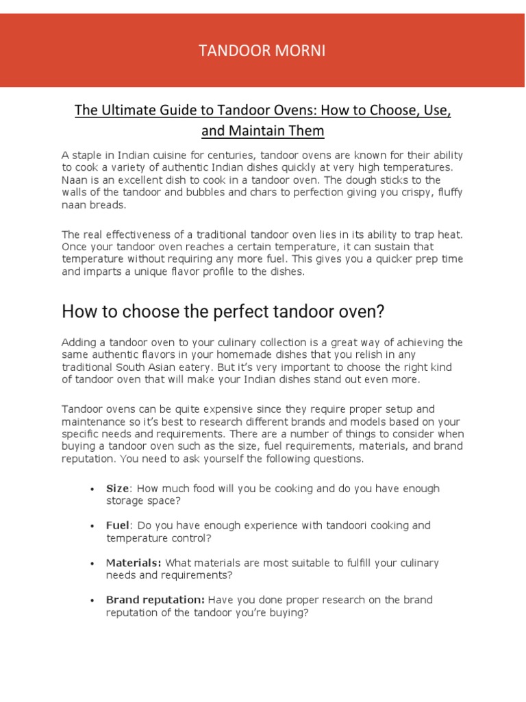The Ultimate Guide To Tandoor Ovens How To Choose Use and Maintain Them