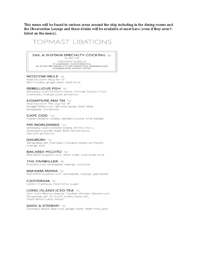 NCL Beverages Menu PDF