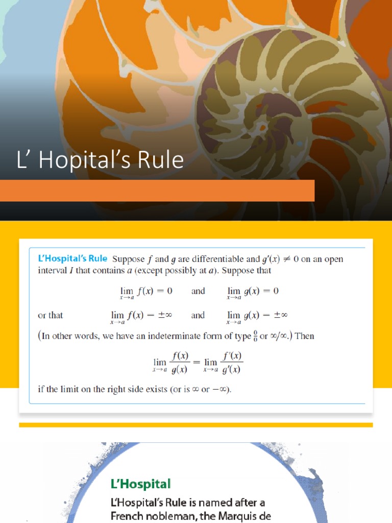 L'Hôpital's Rule: Evaluation Examples | PDF
