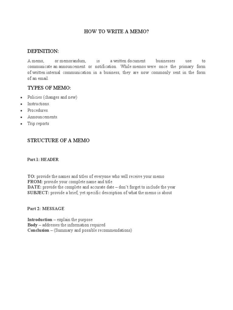 How To Write A Memo PDF