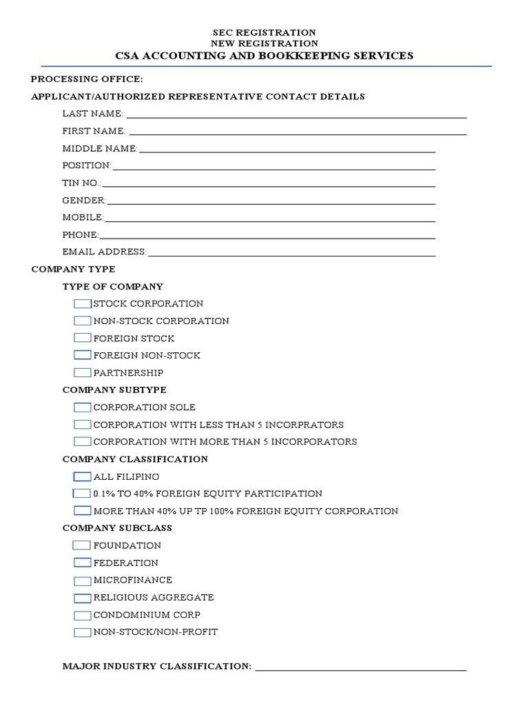 Sec Registration Form | PDF | Corporations | Economies