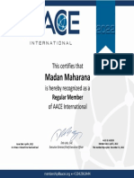 AACE International 2022 Membership Certificate