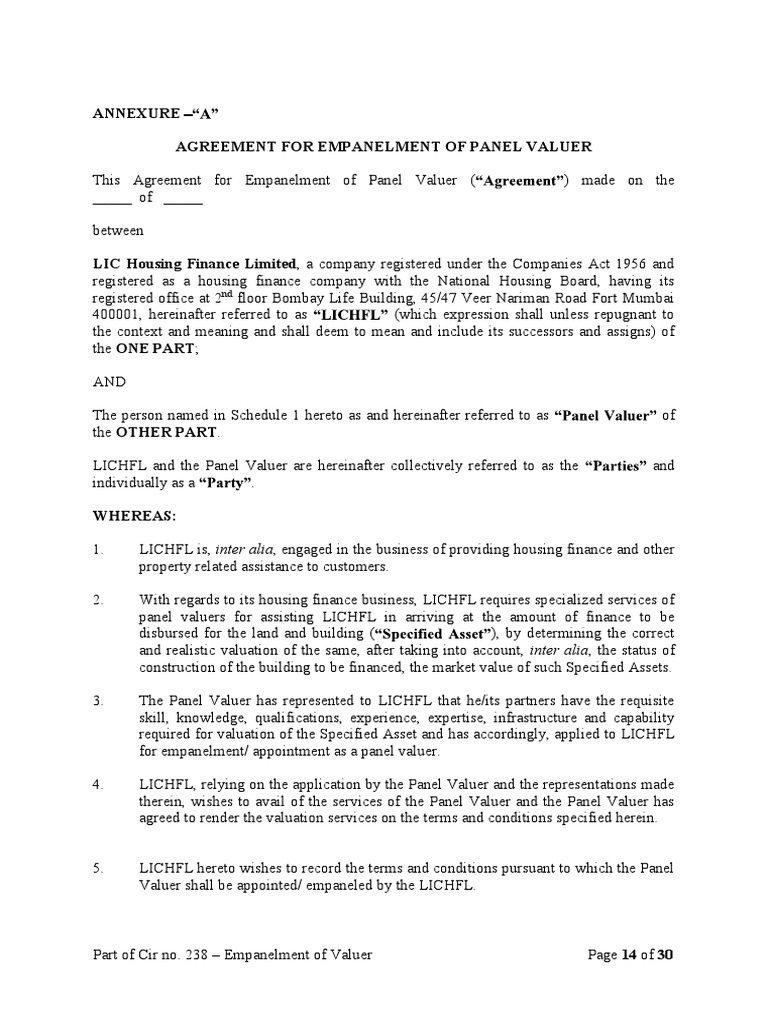 Panel Valuer Agreement PDF Real Estate Appraisal Indemnity