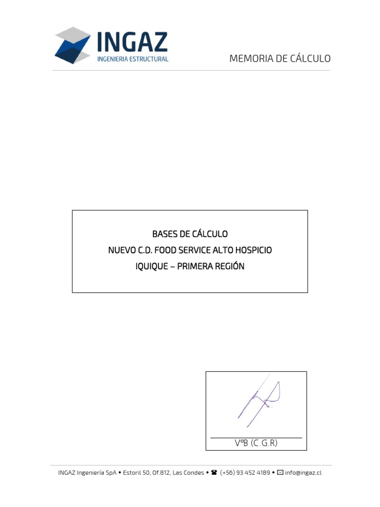 240408. Bases de Calculo Galpon ICBF Iquique PDF