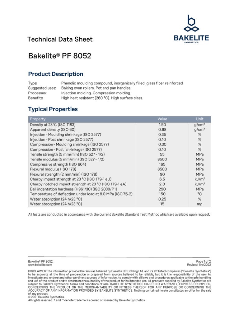 TDS Bakelite® PF 8052 (2022-01-04) | PDF