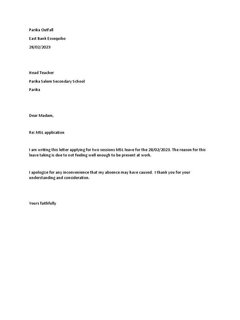 Leave Letter PDF