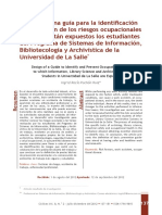 Diseño de Una Guía para La Identificación y Prevención de Los Riesgos Ocupacionales A Los Que Están Expuestos Los Estudiantes Del Programa de Sistemas de Información, Bibliotecología