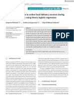 Customers response to online food delivery services during COVID‐19 outbreak using binary logistic regression