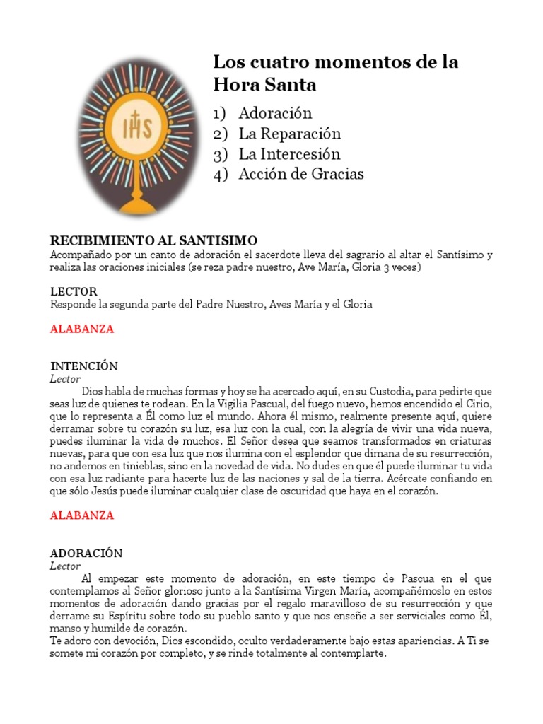 Estructura de la Hora Santa Católica | PDF | eucaristía | Jesús