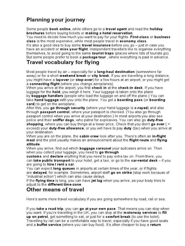 PLANNING YOUR JOURNEY intelligence overview