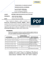 Informe de Implementacion y Ejecucion Del Plan Lector 2022