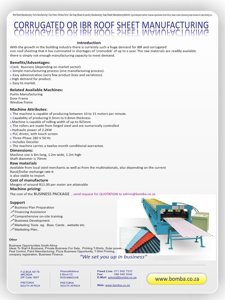 Roof Sheets Manufacturing (No Price) | PDF | Business Process ...