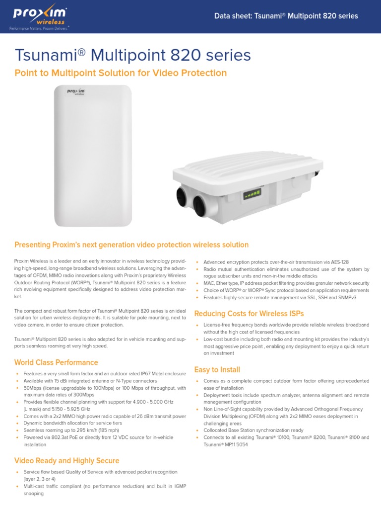 Base Station Unit Tsunami Multipoint 820 series | PDF