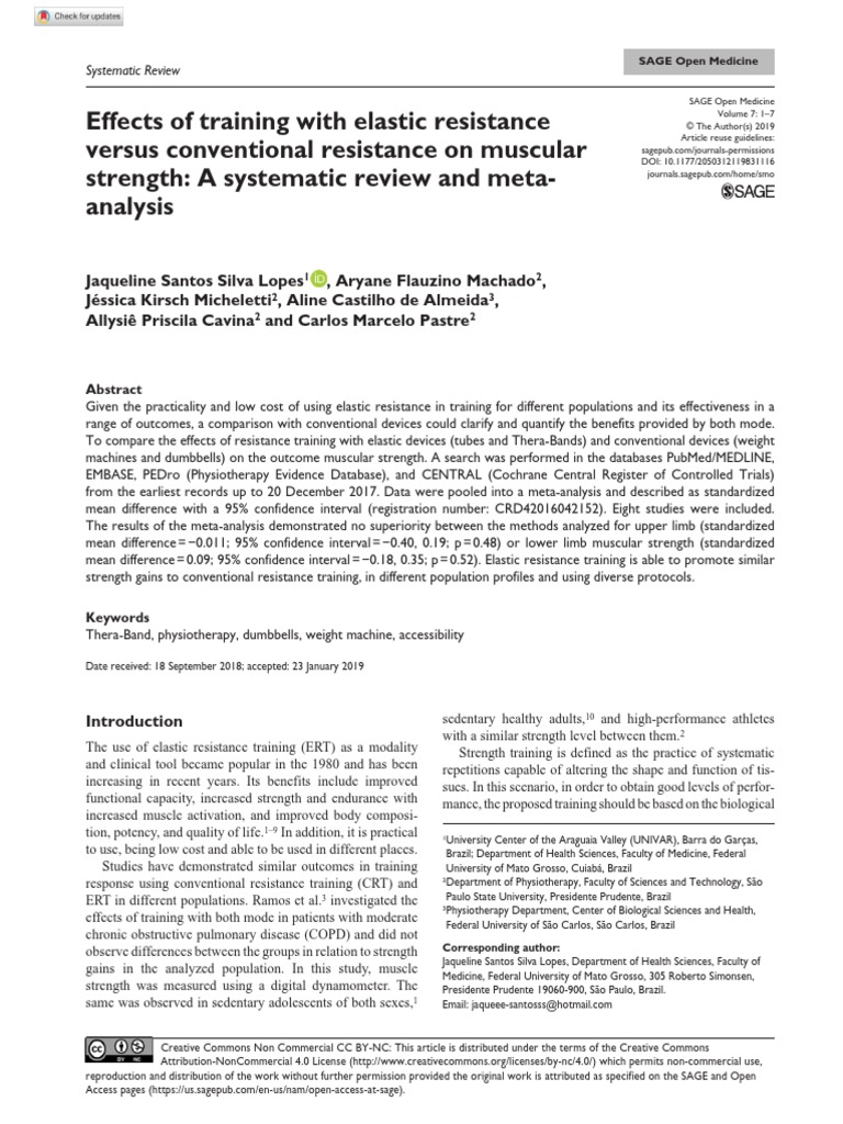 Lopes Et Al 2019 Effects of Training With Elastic Resistance Versus ...