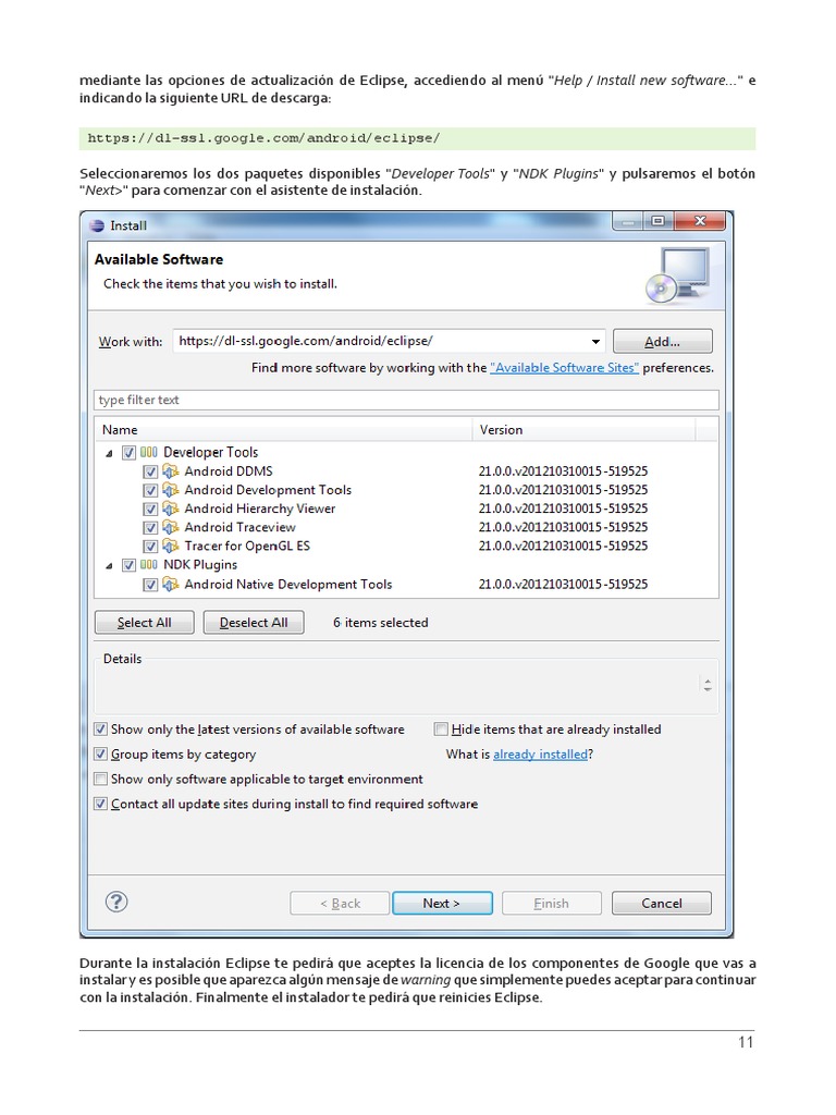 Instalación y Configuración de Eclipse para Android | PDF | Android ...