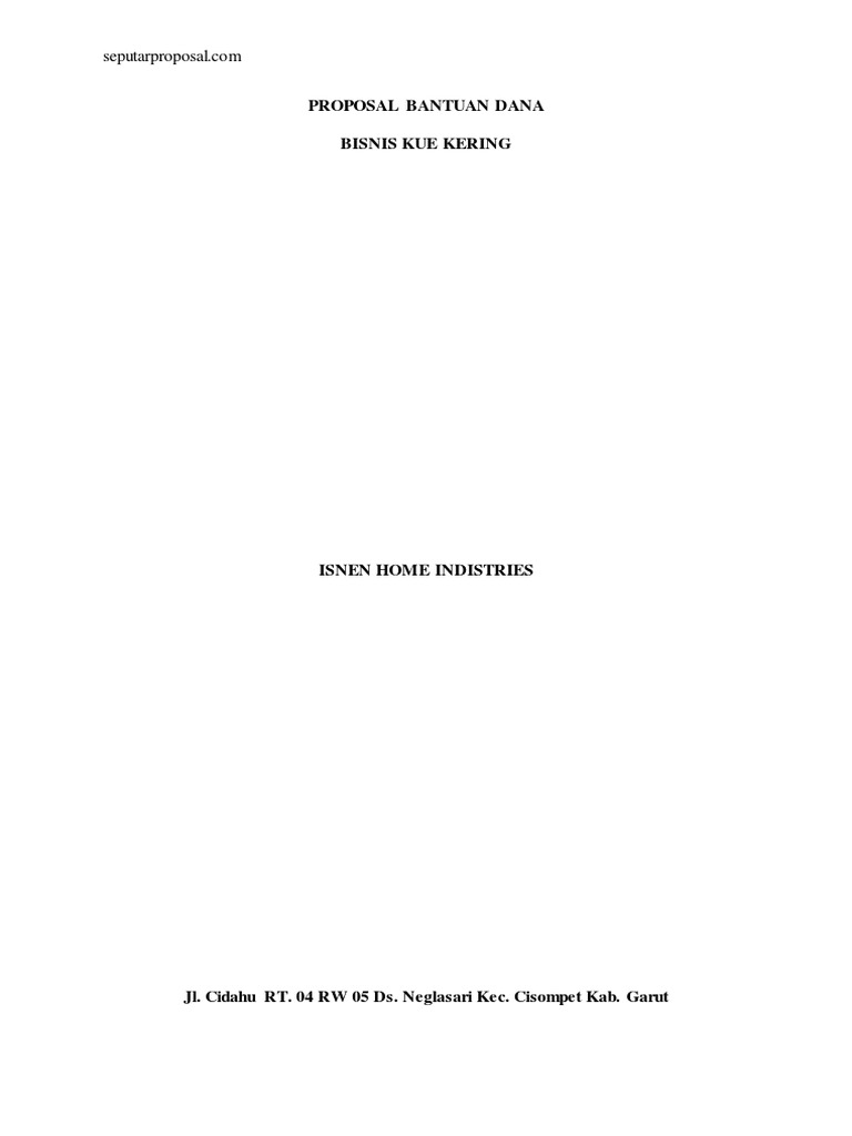 Proposal Bantuan Dana Usaha Kue Kering | PDF | Bisnis
